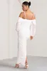 Announcement | White Maternity Ruched Mesh Maxi Dress sold by Club L London