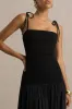 Maeva | Black Square-Neck Fishtail Maxi Dress With Ruched Detailing sold by Club L London