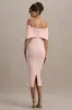 Bayshore | Pink Bow Bardot Midi Dress sold by Club L London