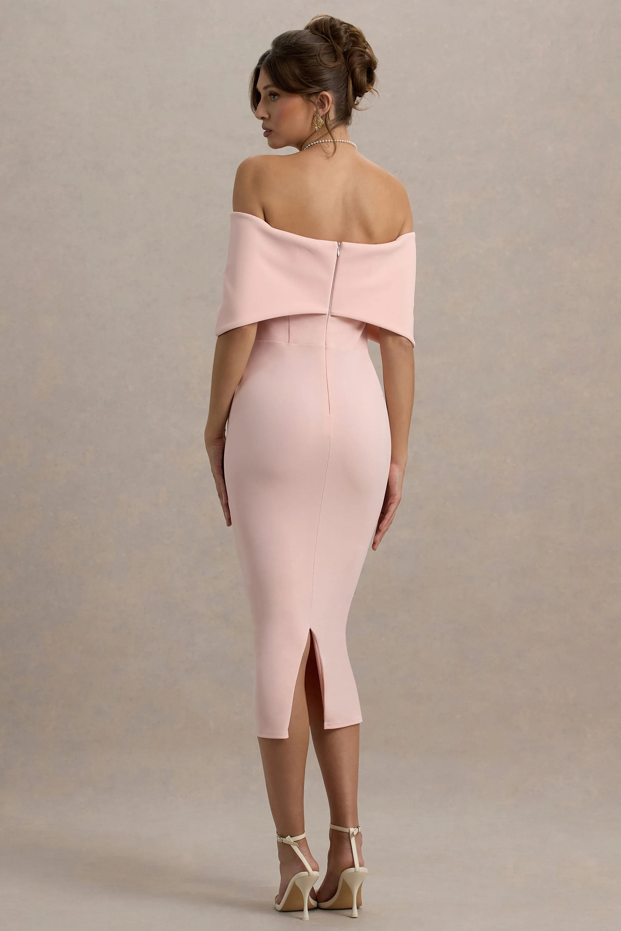 Bayshore | Pink Bow Bardot Midi Dress sold by Club L London product image thumbnail 2