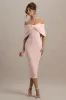Bayshore | Pink Bow Bardot Midi Dress sold by Club L London