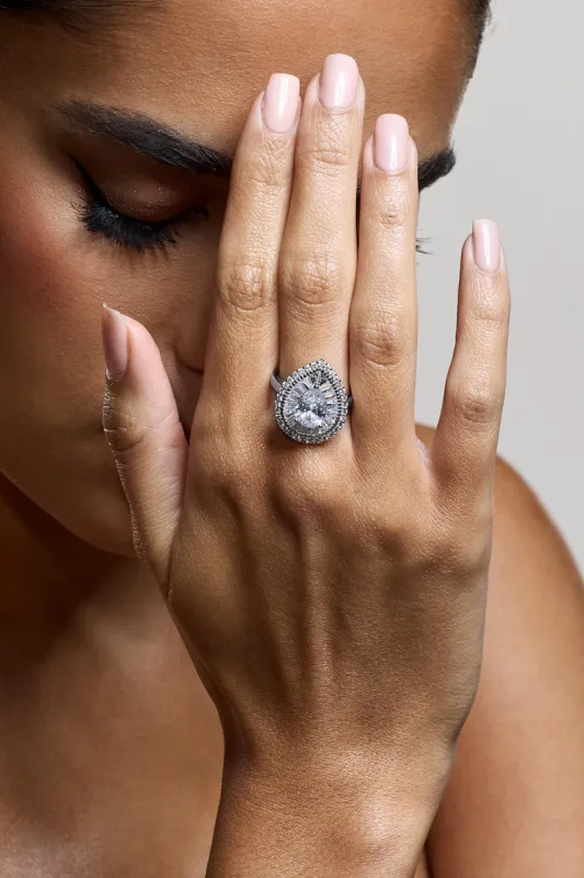 Trance | Silver Pear Diamante Ring sold by Club L London