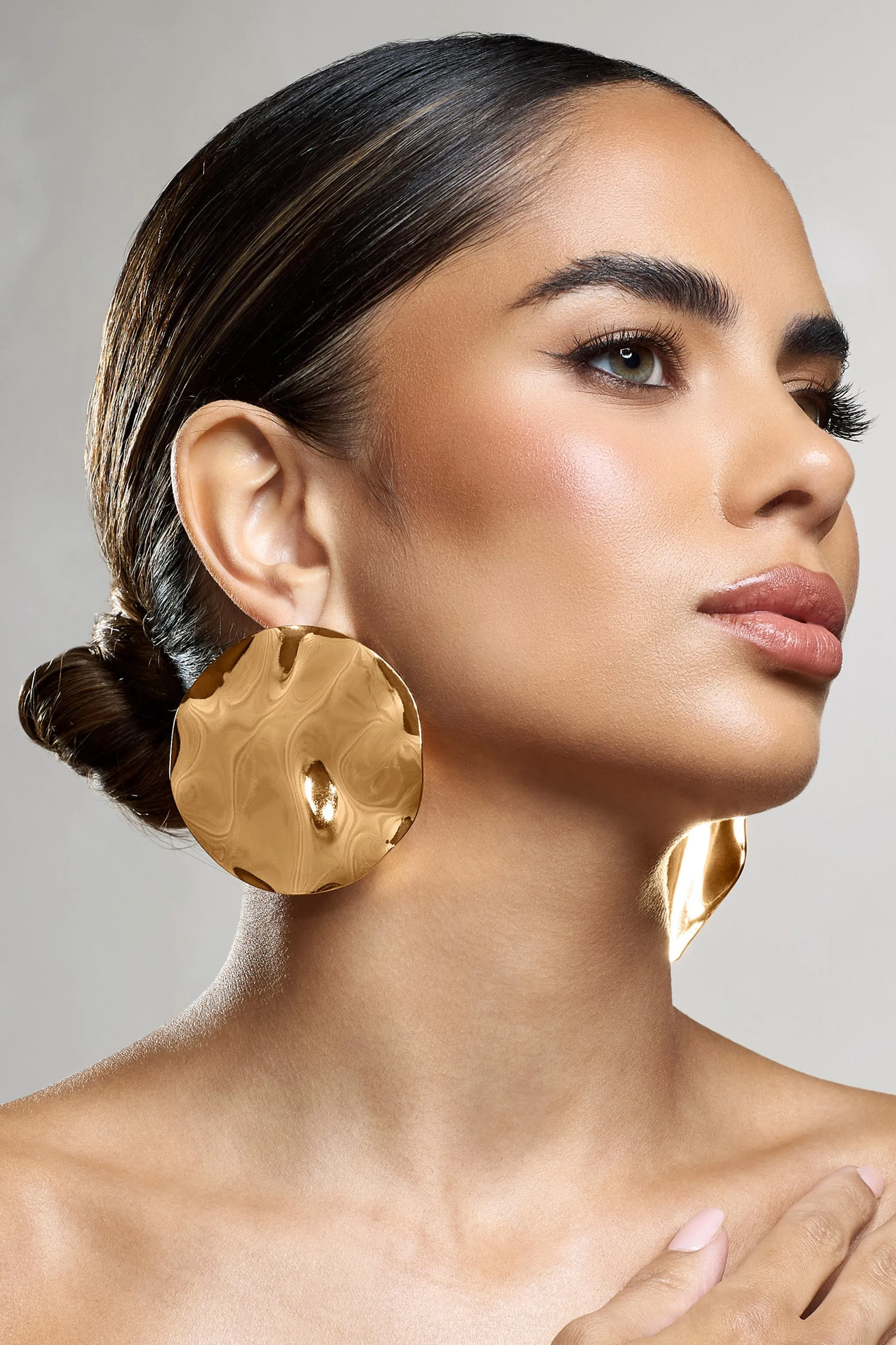 My Mirage | Gold Abstract Circle Earrings sold by Club L London