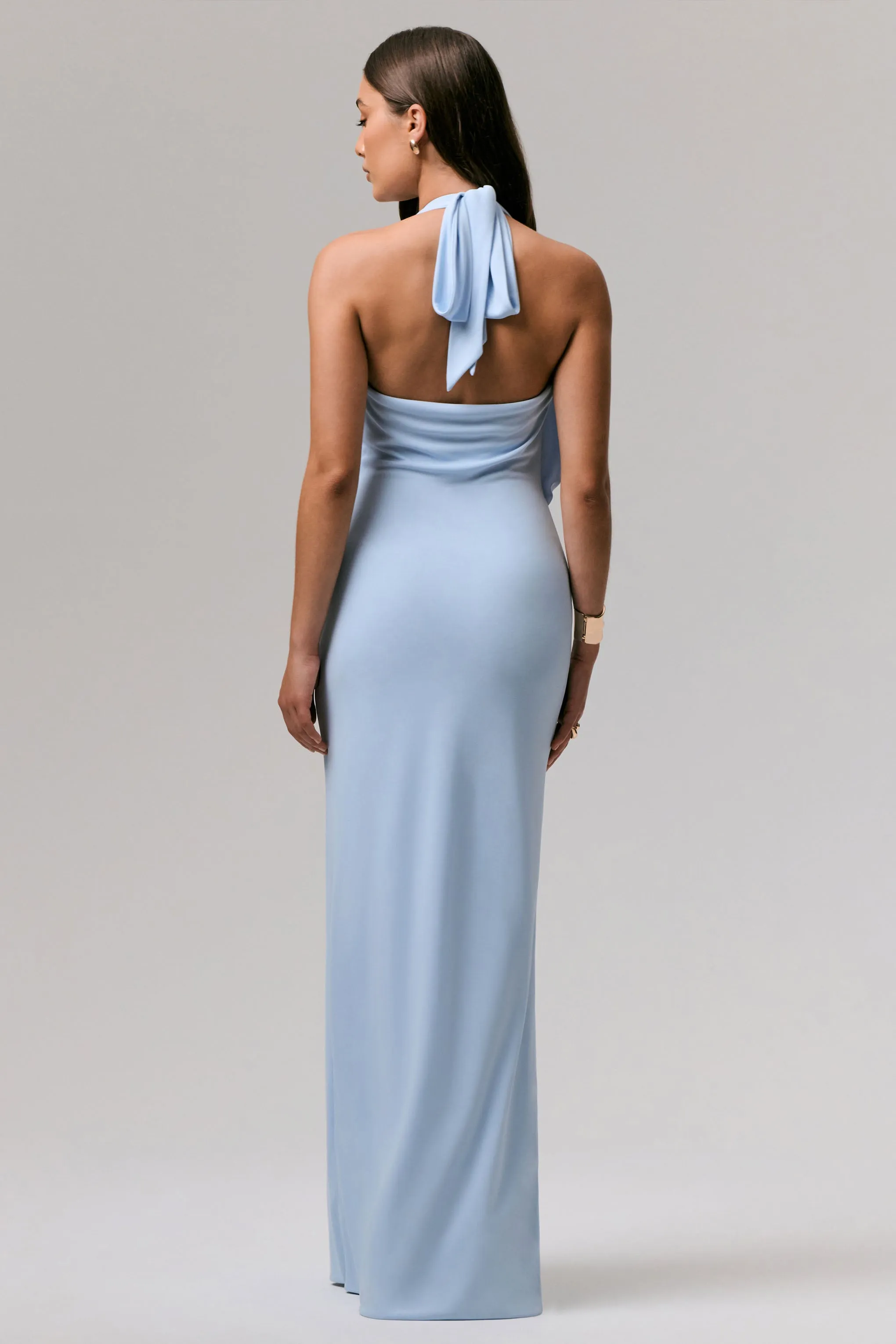Shooting Star | Powder Blue Plunge-Neck Wrap Maxi Dress With Waist Detail sold by Club L London product image thumbnail 2