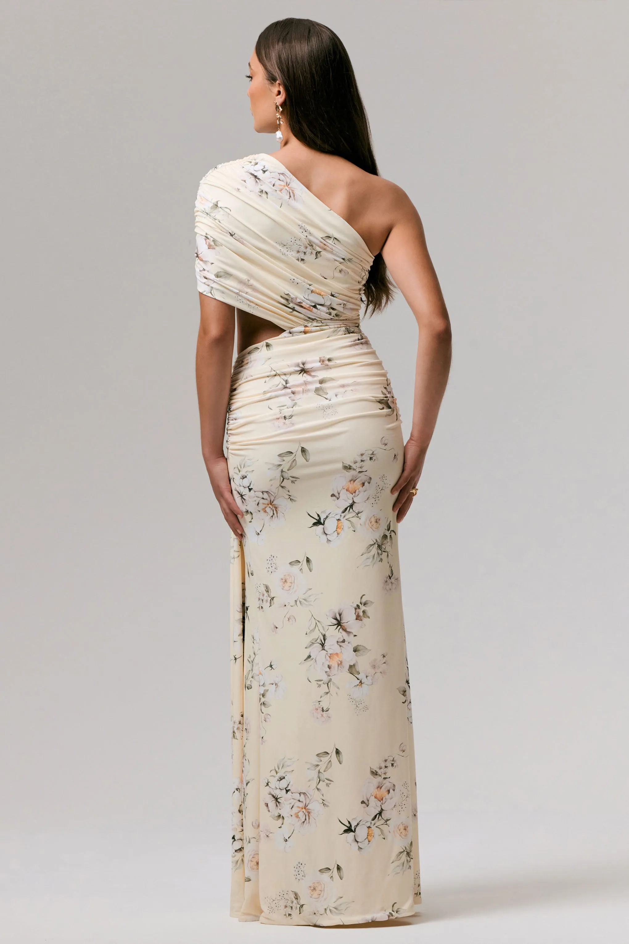 Overload | Lemon Print Asymmetric Wrap Split Maxi Dress sold by Club L London product image thumbnail 2