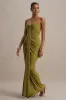 Ali | Olive Sweetheart Ruched Wrap Maxi Dress sold by Club L London