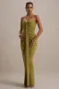Ali | Olive Sweetheart Ruched Wrap Maxi Dress sold by Club L London