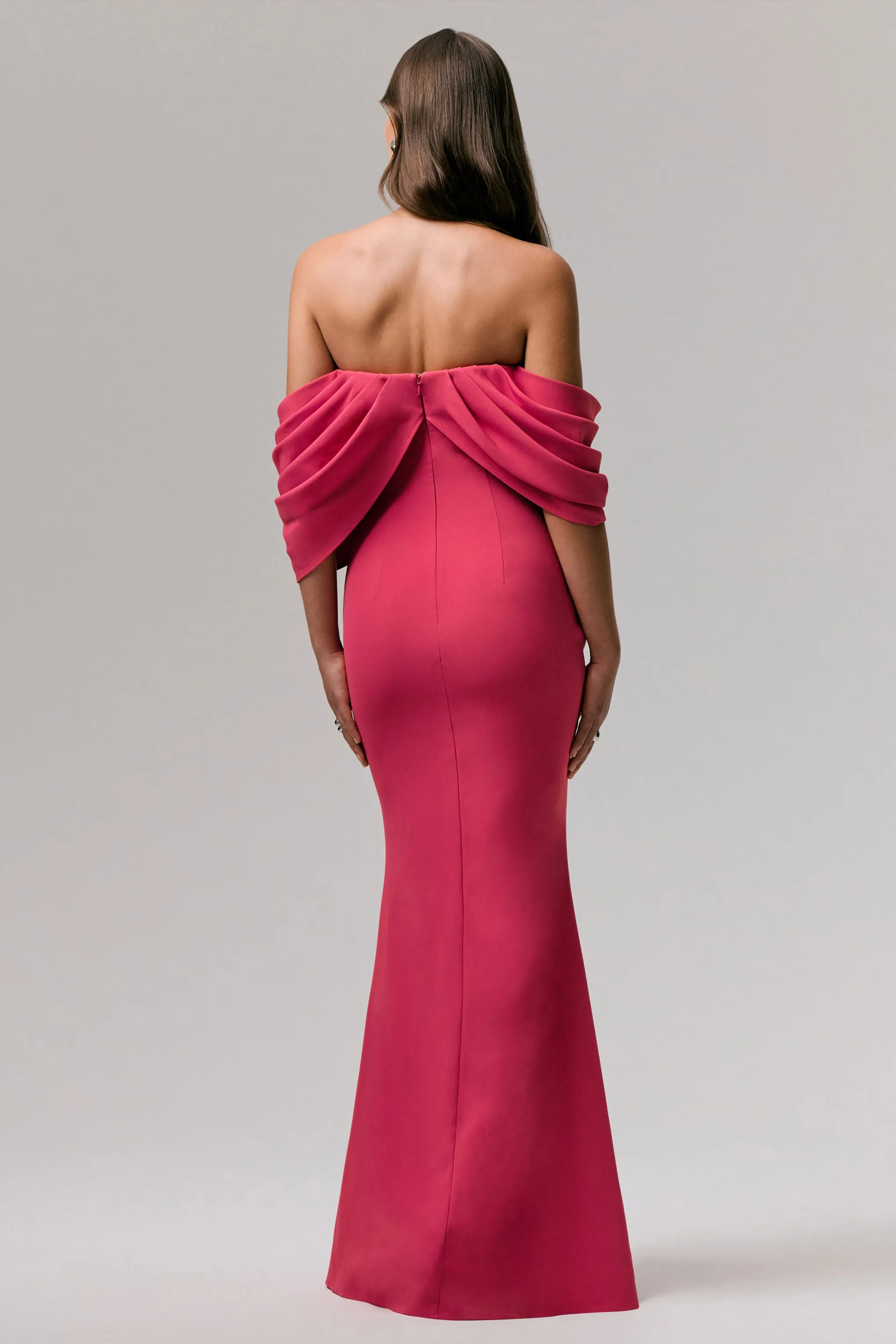 Serene | Hot Pink Draped Bardot Maxi Dress sold by Club L London product image thumbnail 2