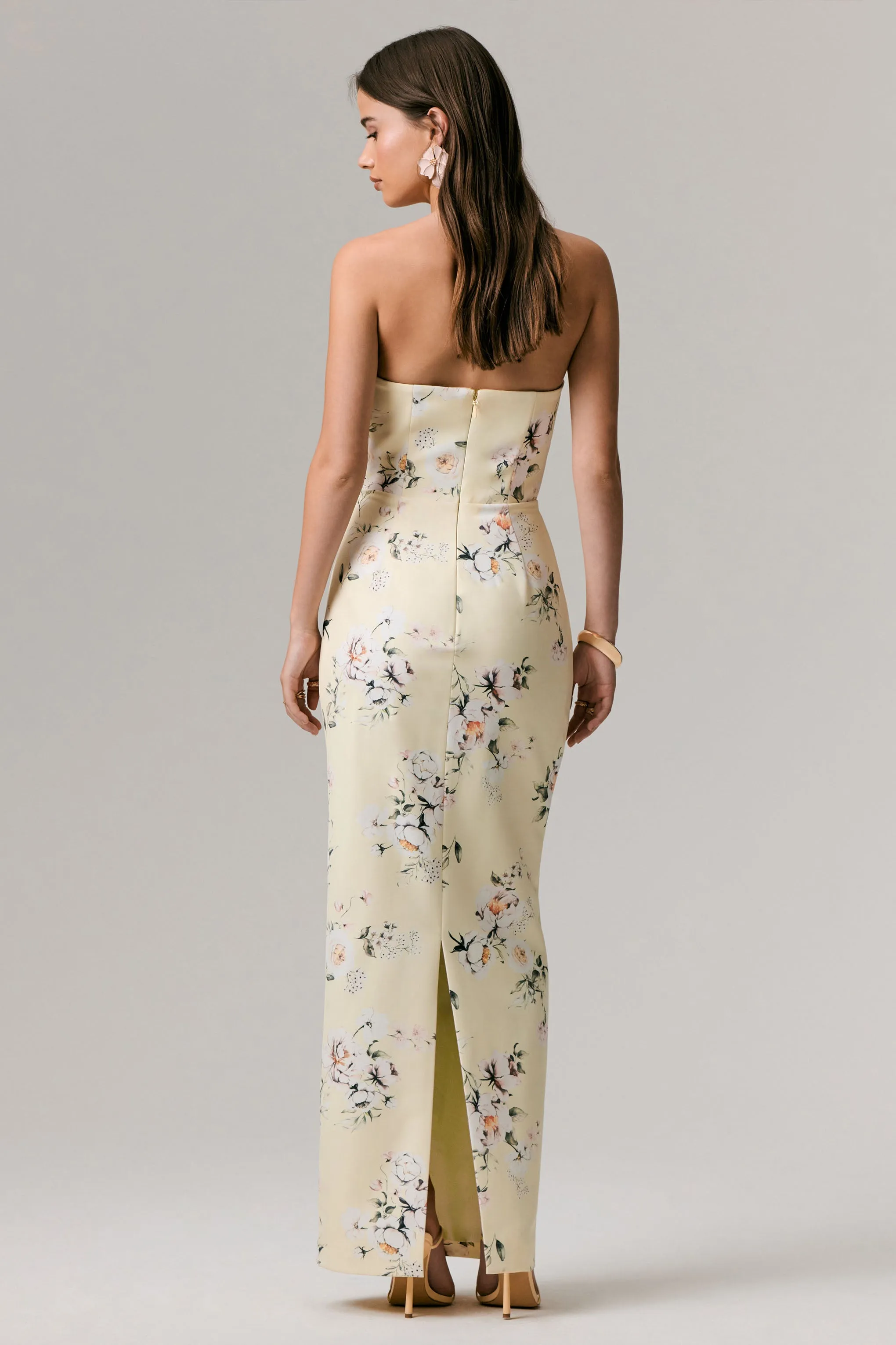 Fierce | Lemon Print Asymmetric Ruched Maxi Dress sold by Club L London product image thumbnail 3