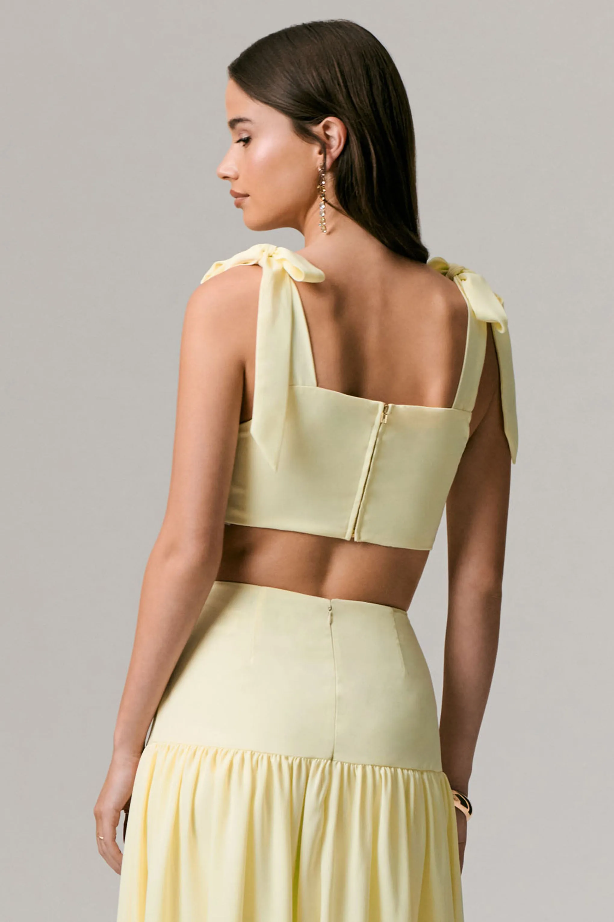 Elodie | Lemon Tie-Strap Crop Top sold by Club L London product image thumbnail 2