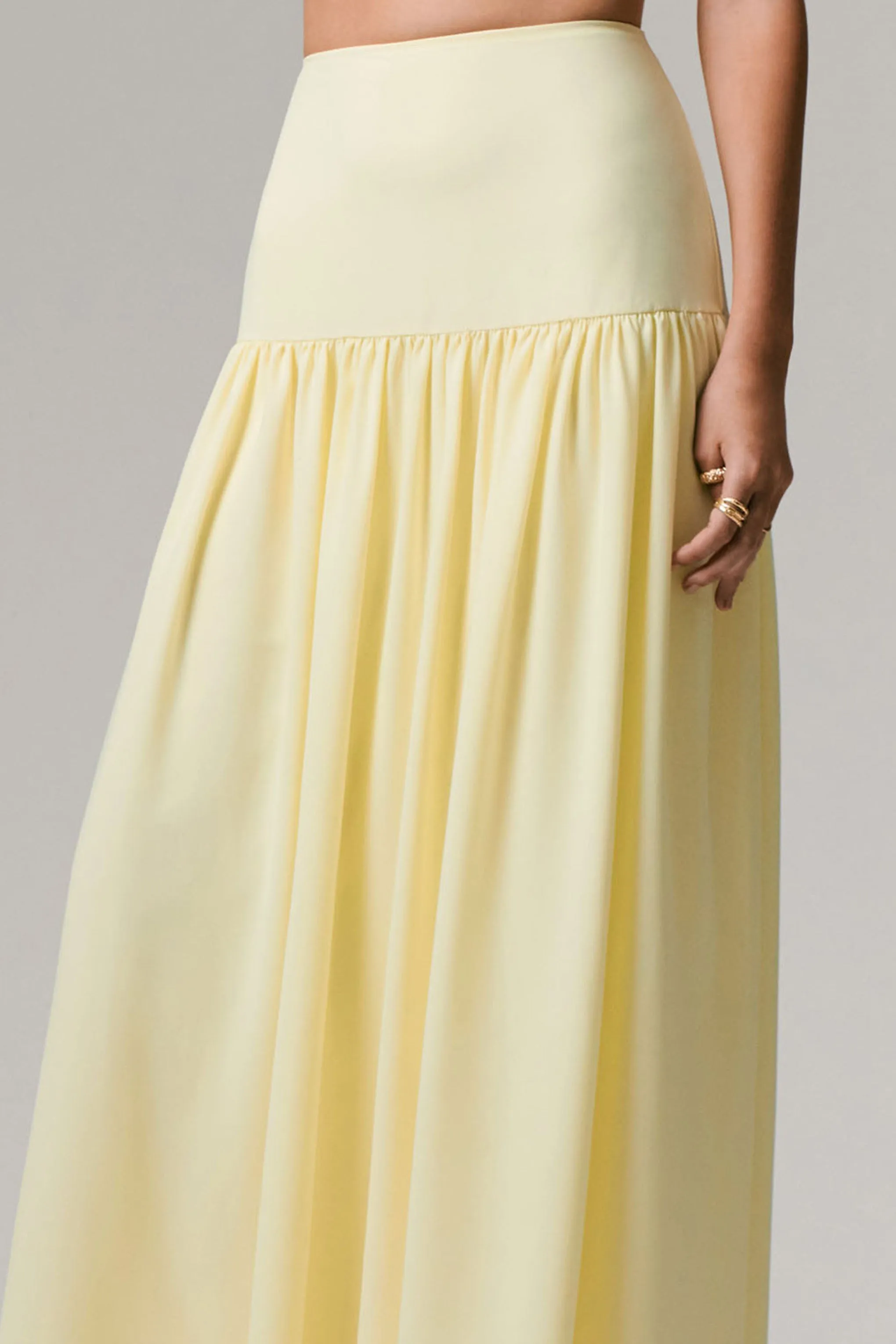 Reminiscent | Lemon Ruched Maxi Skirt sold by Club L London product image thumbnail 5