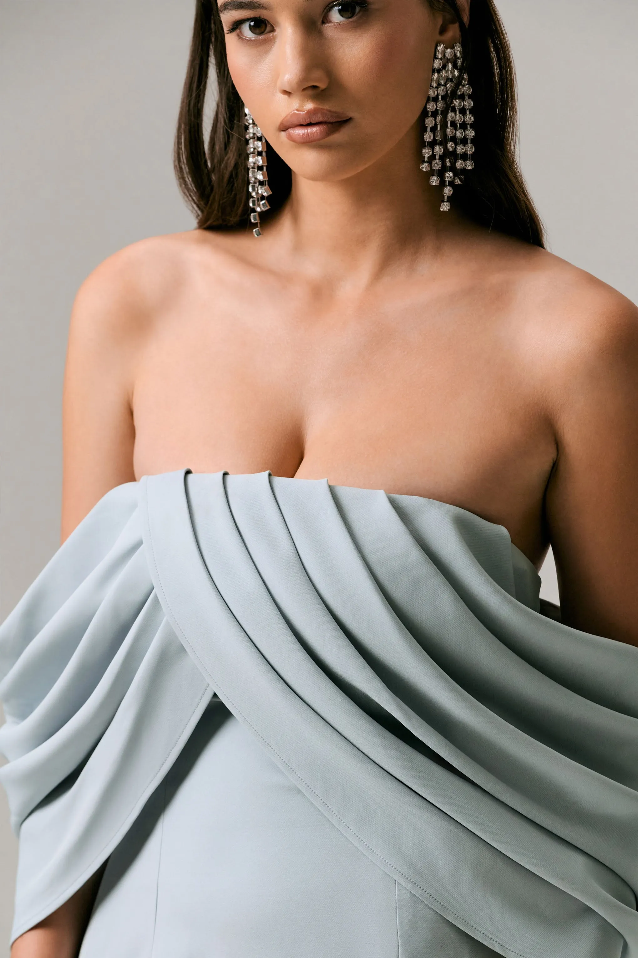 Serene | Powder Blue Draped Bardot Maxi Dress sold by Club L London product image thumbnail 5