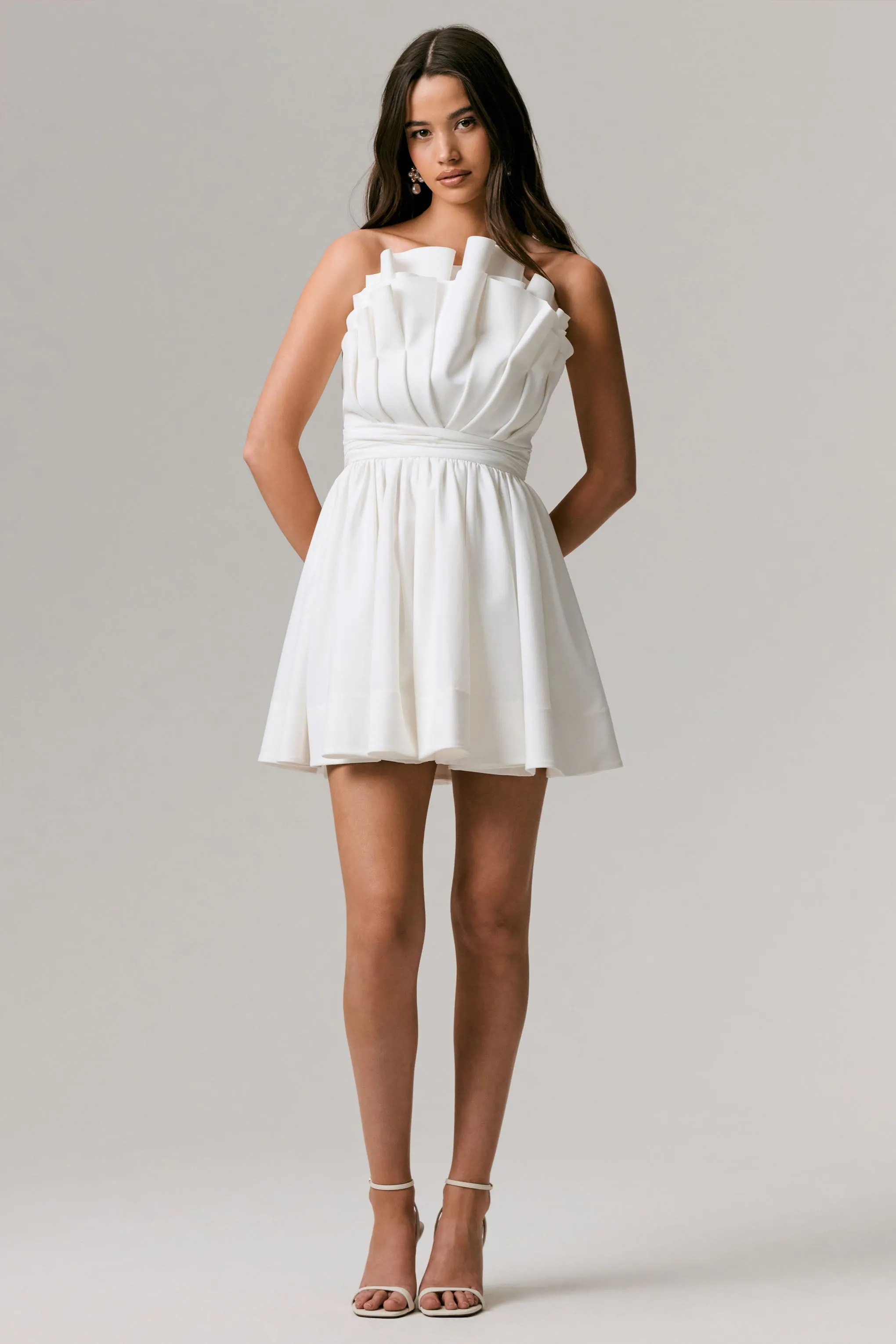 Distinguished | White Asymmetric Ruffled Mini Dress sold by Club L London product image thumbnail 4