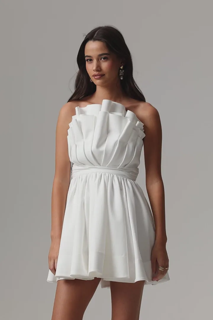 Distinguished | White Asymmetric Ruffled Mini Dress sold by Club L London product image thumbnail 2