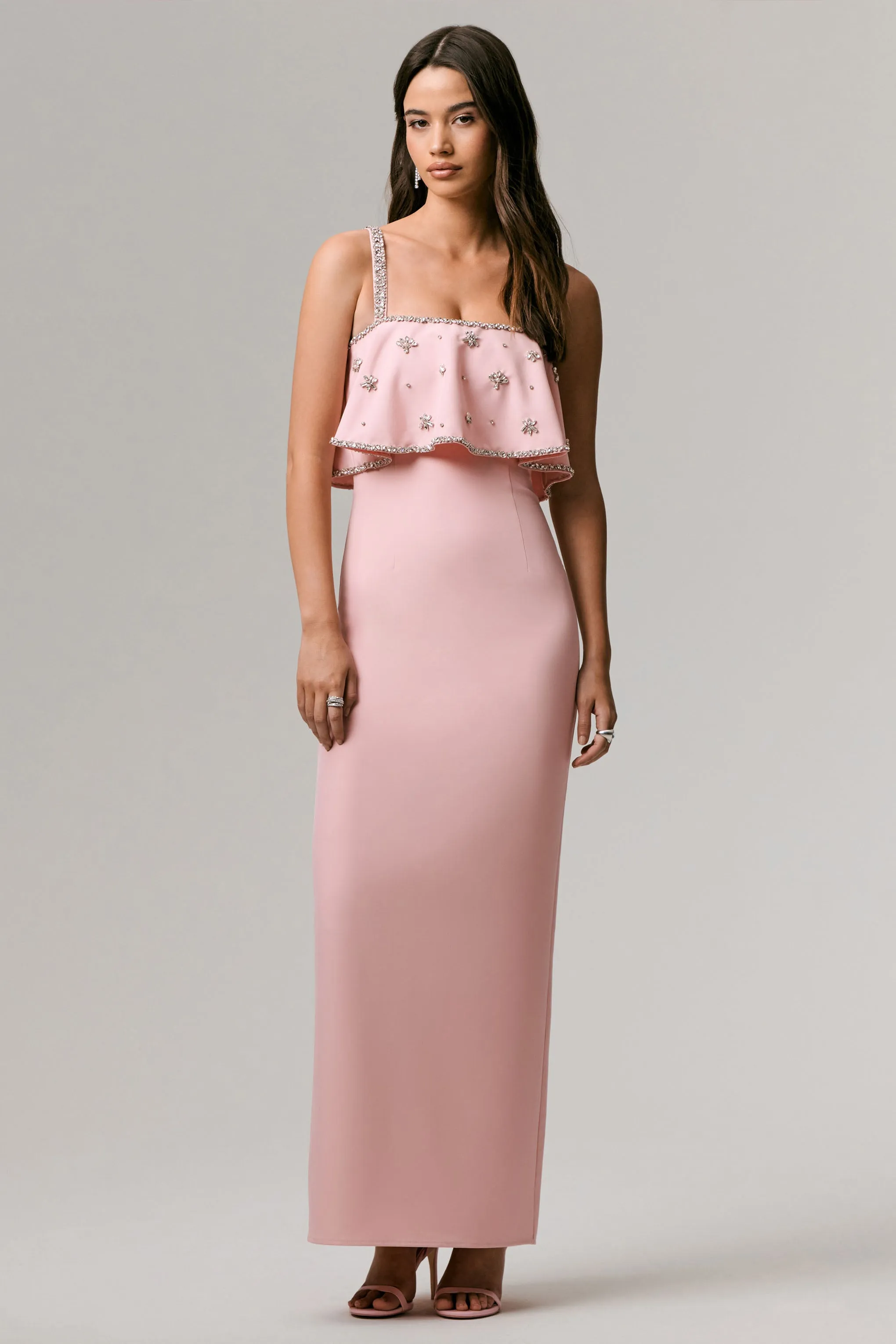 Scarlet | Pale Pink Square-Neck Embellished Maxi Dress sold by Club L London product image thumbnail 5