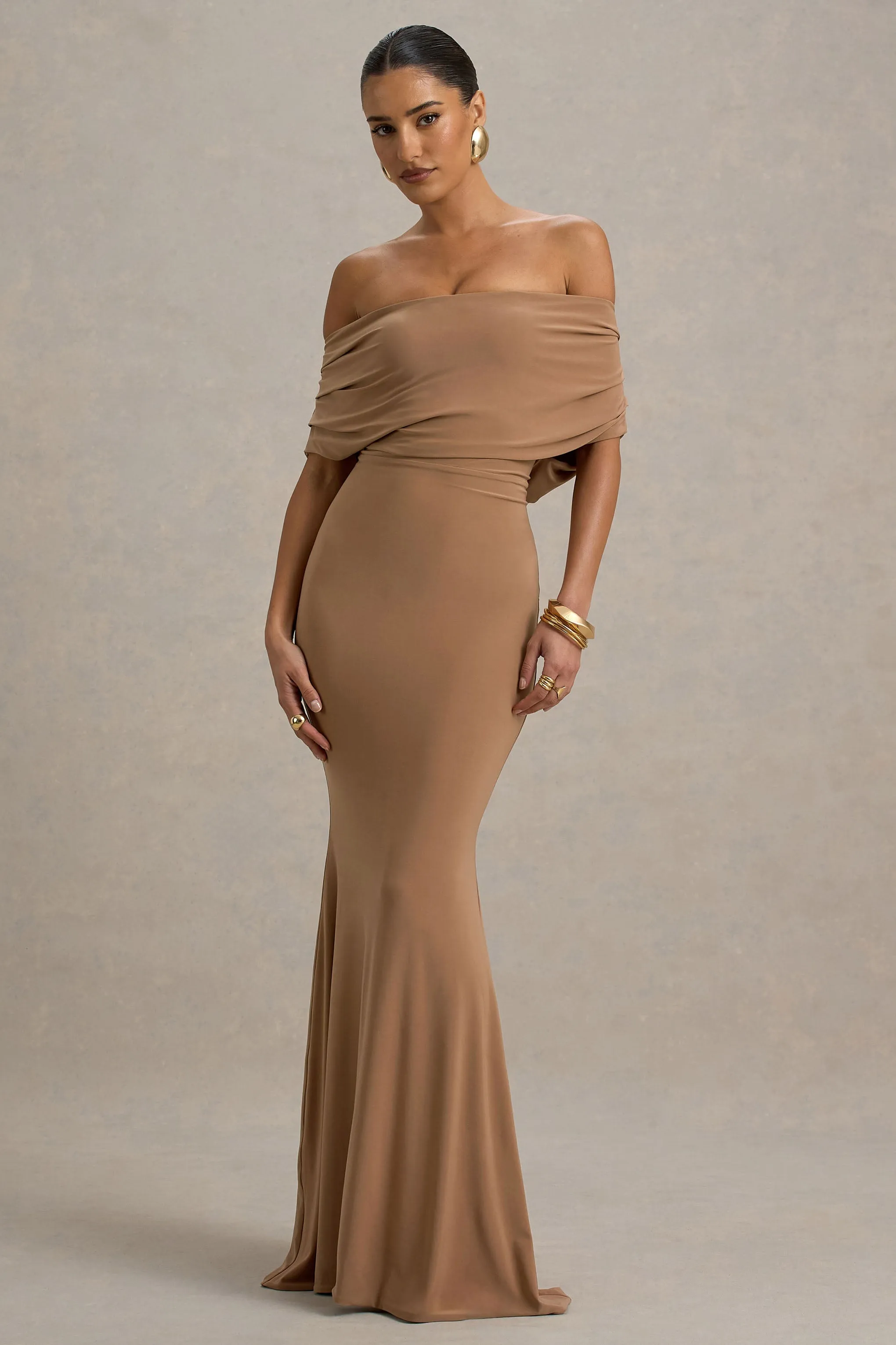 Bowden | Mocha Bardot Maxi Dress sold by Club L London product image thumbnail 5