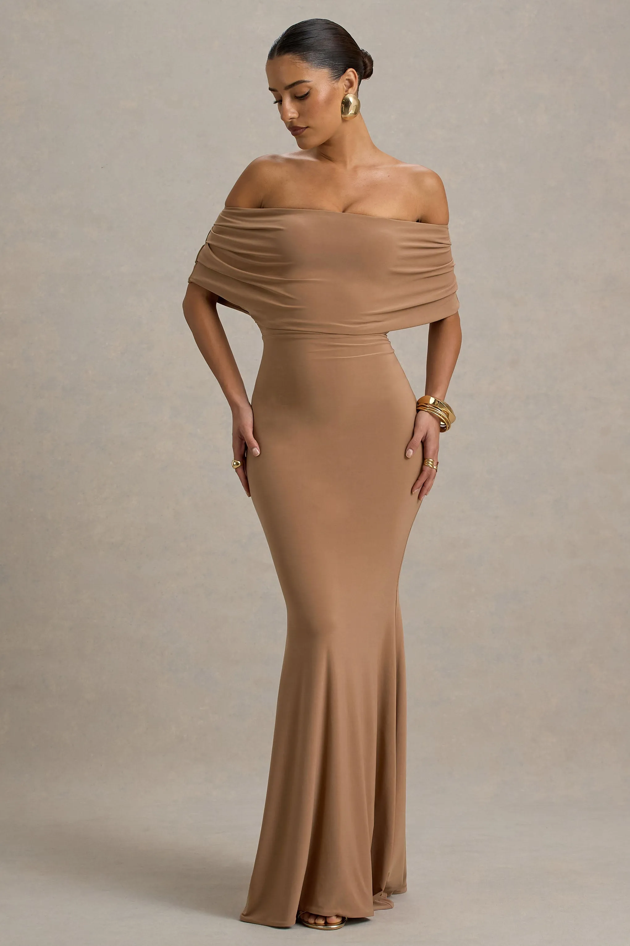 Bowden | Mocha Bardot Maxi Dress sold by Club L London