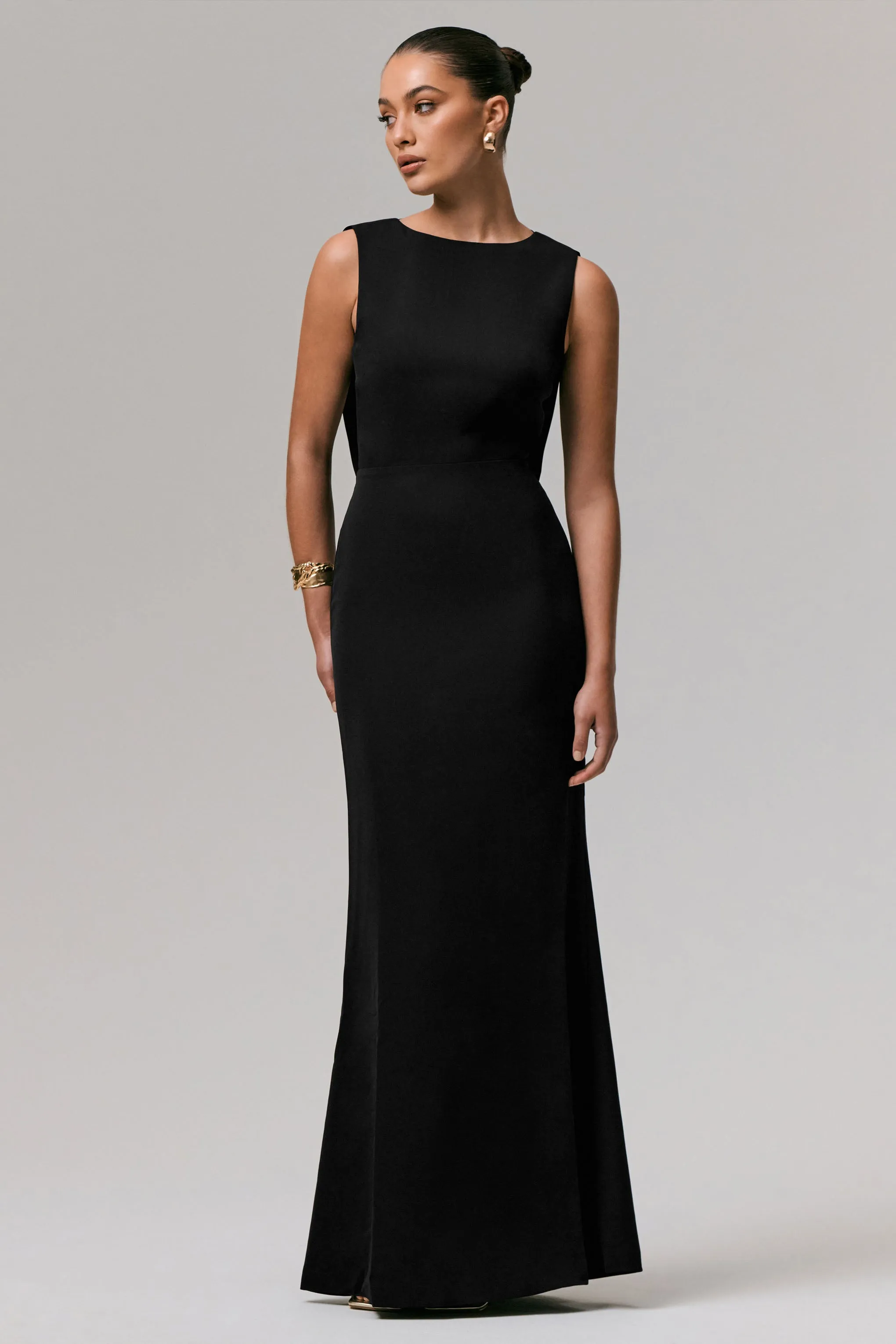 Maxie | Black High-Neck Maxi Dress With Back Detail sold by Club L London product image thumbnail 4