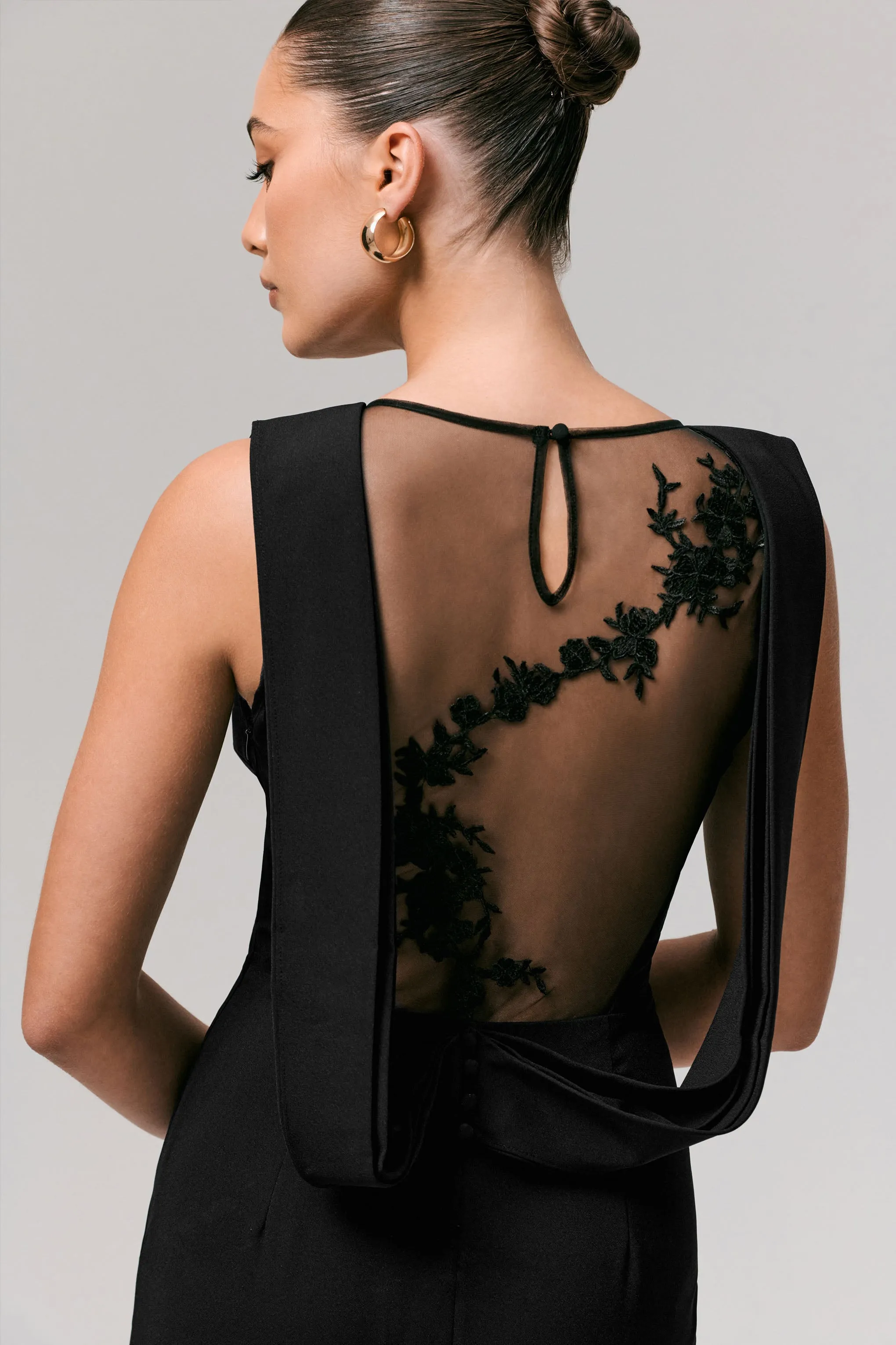 Maxie | Black High-Neck Maxi Dress With Back Detail sold by Club L London product image thumbnail 5