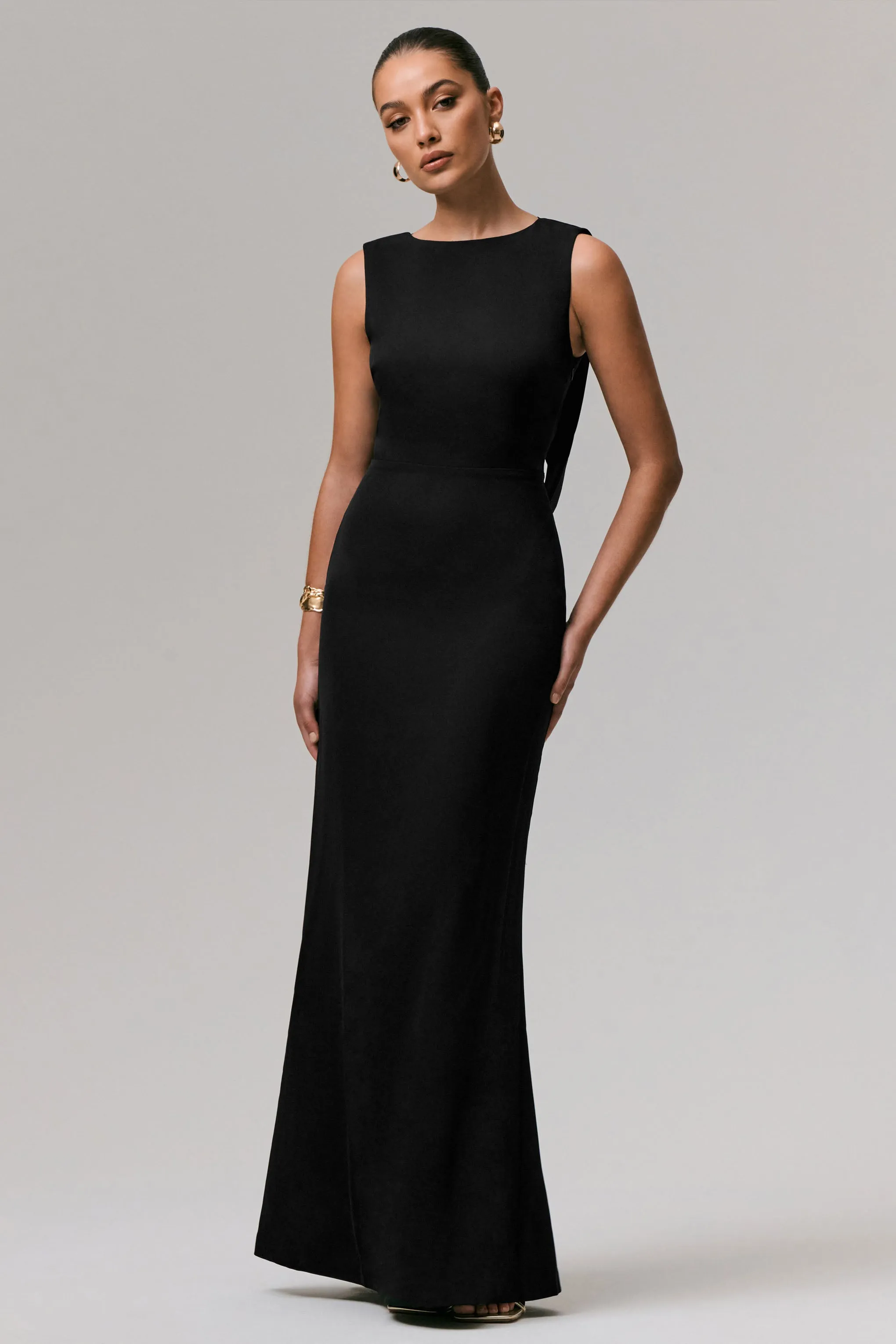 Maxie | Black High-Neck Maxi Dress With Back Detail sold by Club L London product image thumbnail 3