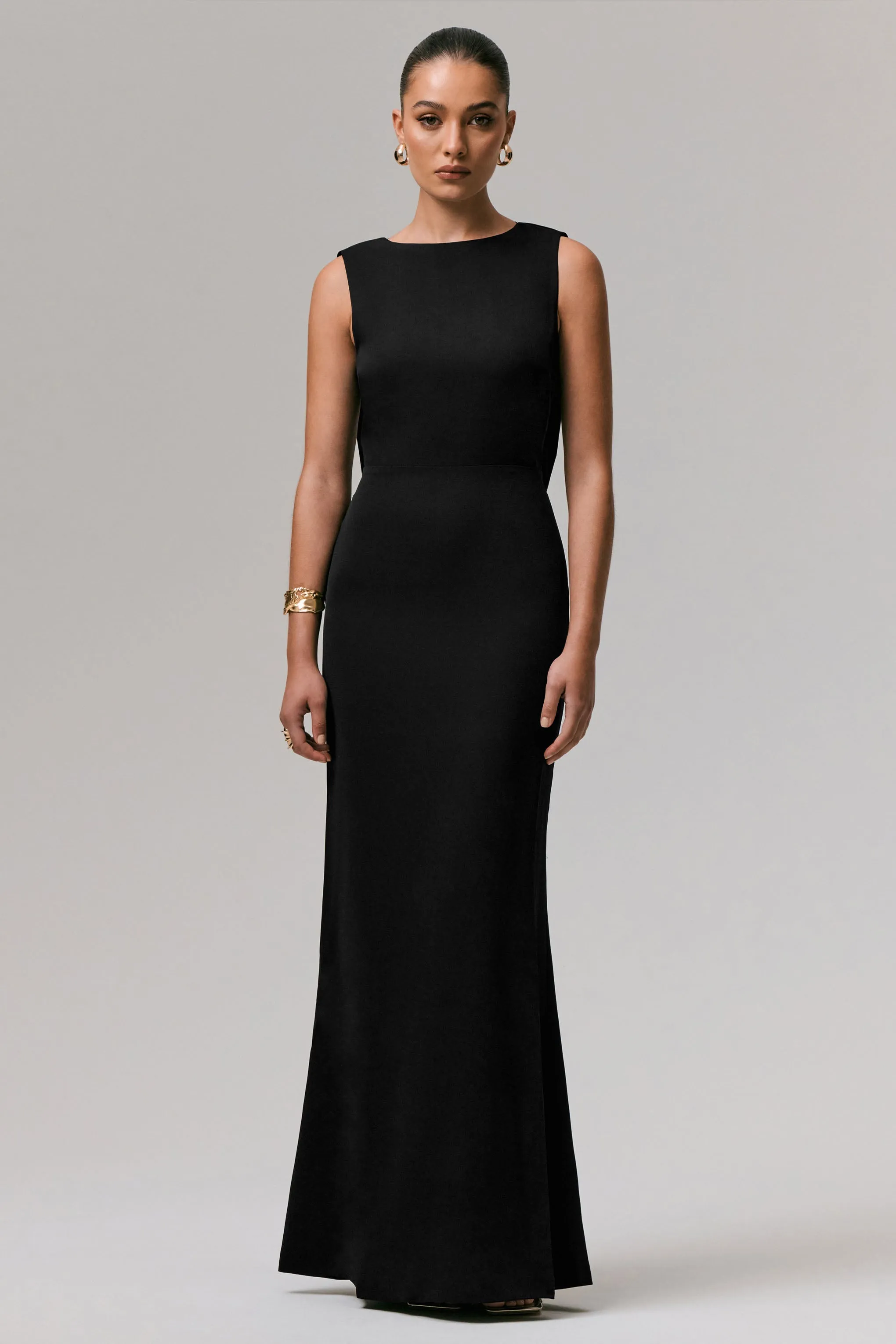 Maxie | Black High-Neck Maxi Dress With Back Detail sold by Club L London