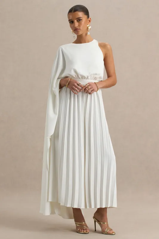 Paradise | White Cape-Sleeve Jumpsuit sold by Club L London