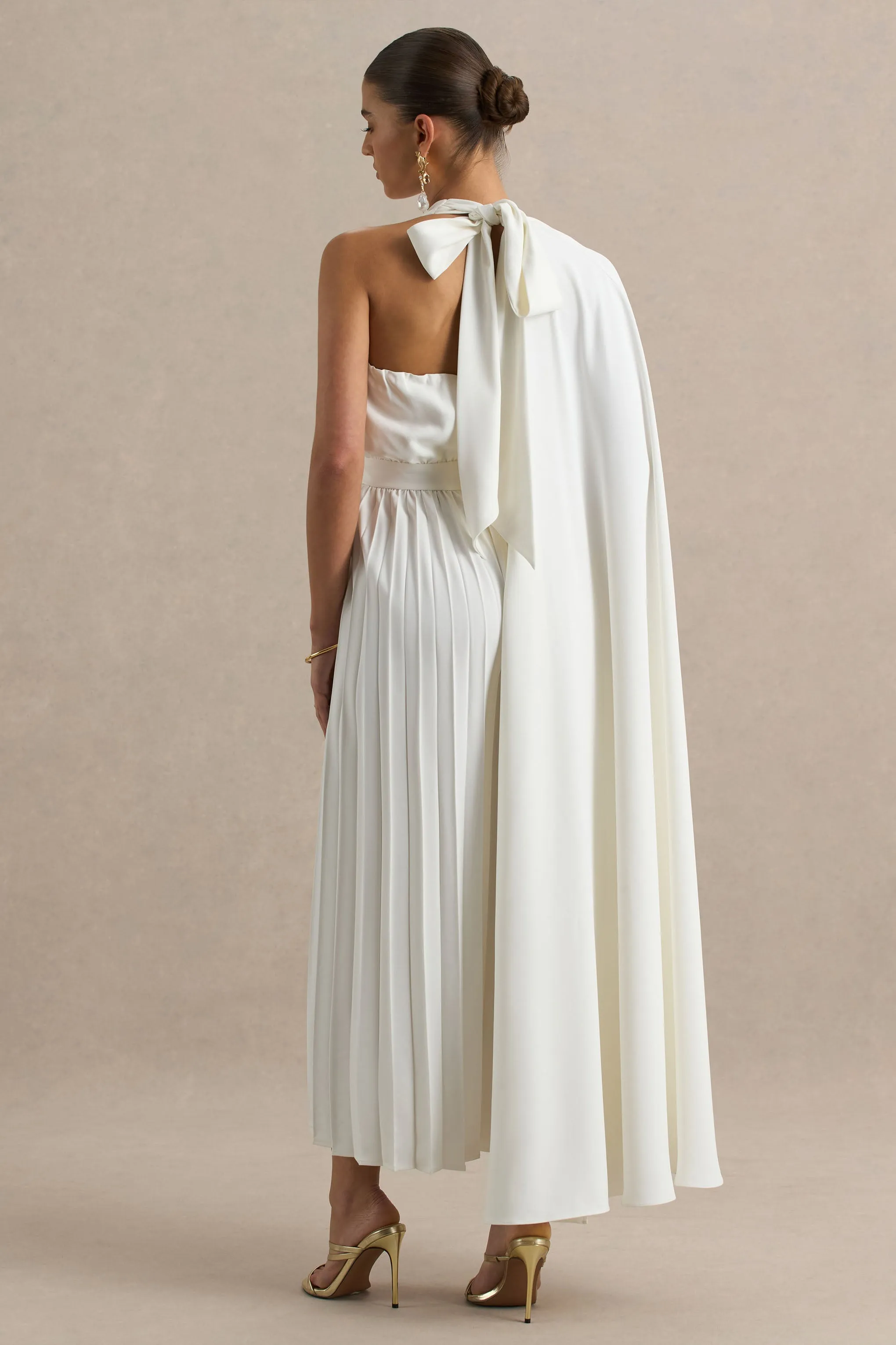 Paradise | White Cape-Sleeve Jumpsuit sold by Club L London product image thumbnail 2
