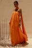 Cerise | Orange High-Neck Maxi Dress With Open-Back sold by Club L London