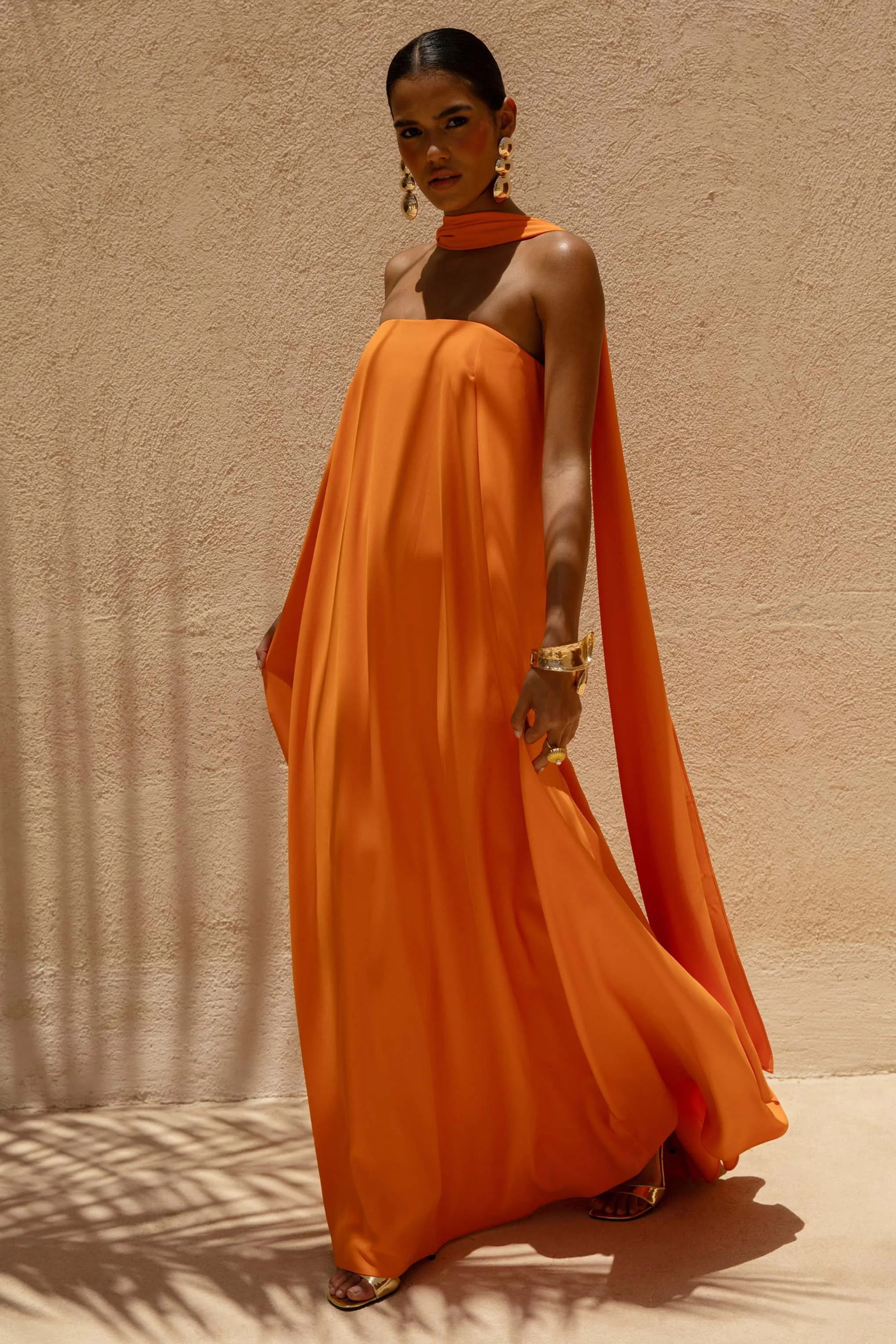 Cerise | Orange High-Neck Maxi Dress With Open-Back sold by Club L London product image thumbnail 5