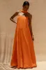 Cerise | Orange High-Neck Maxi Dress With Open-Back sold by Club L London