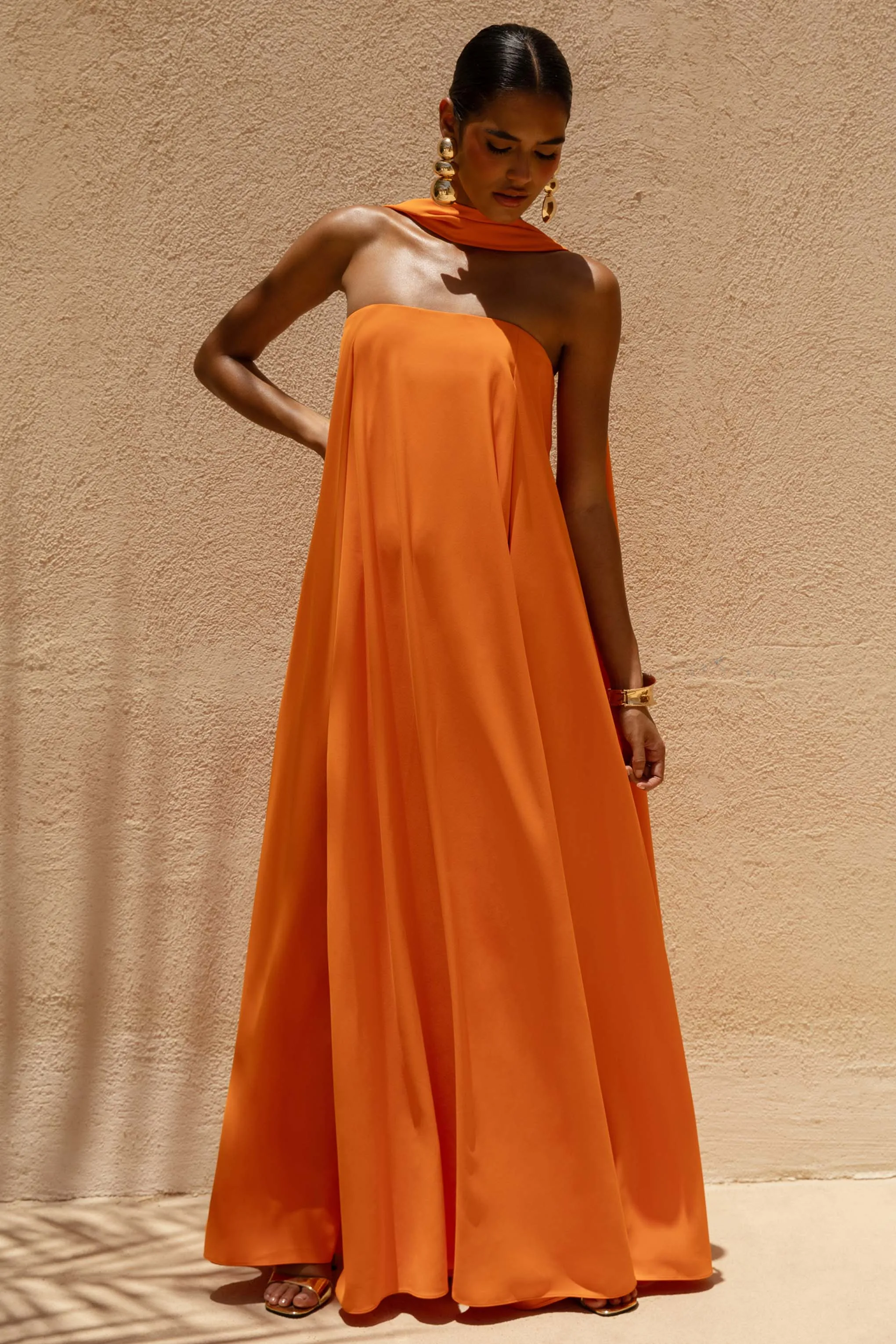 Cerise | Orange High-Neck Maxi Dress With Open-Back sold by Club L London product image thumbnail 3