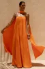 Cerise | Orange High-Neck Maxi Dress With Open-Back sold by Club L London