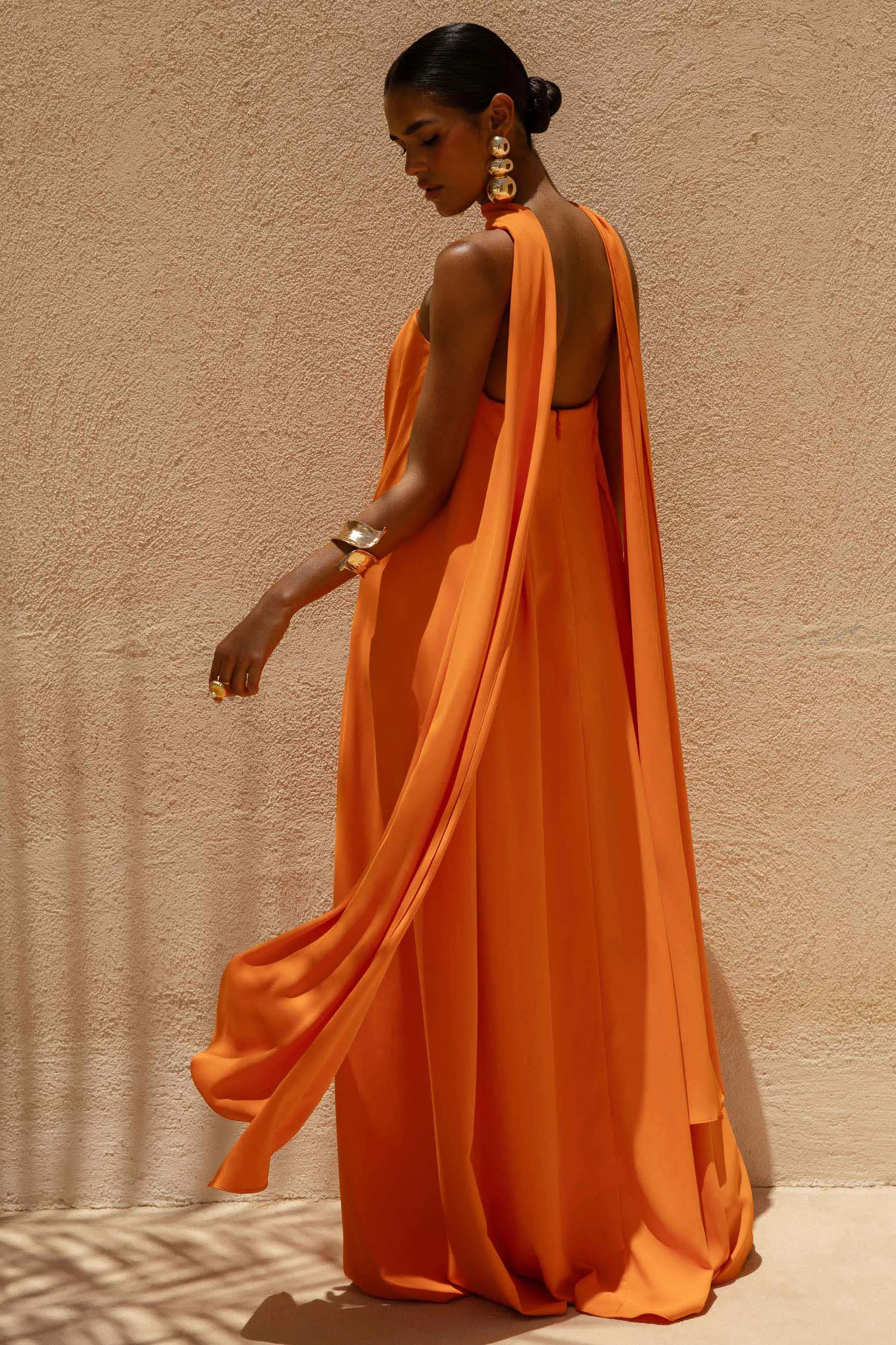 Cerise | Orange High-Neck Maxi Dress With Open-Back sold by Club L London product image thumbnail 2