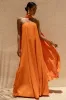 Cerise | Orange High-Neck Maxi Dress With Open-Back sold by Club L London