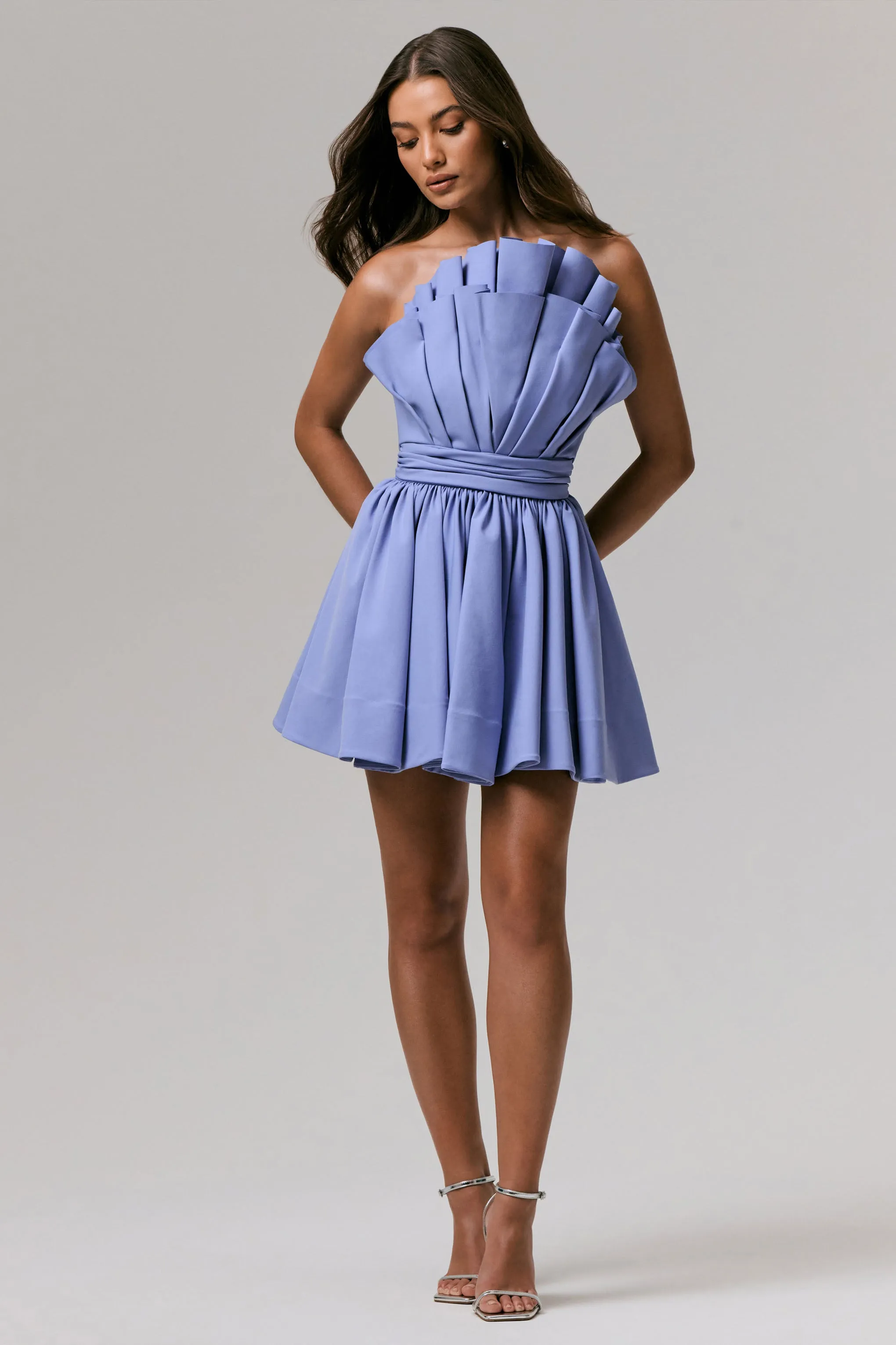Distinguished | Powder Blue Asymmetric Ruffled Mini Dress sold by Club L London product image thumbnail 5