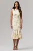 Priceless | Lemon Print High-Neck Fishtail Midi Dress sold by Club L London