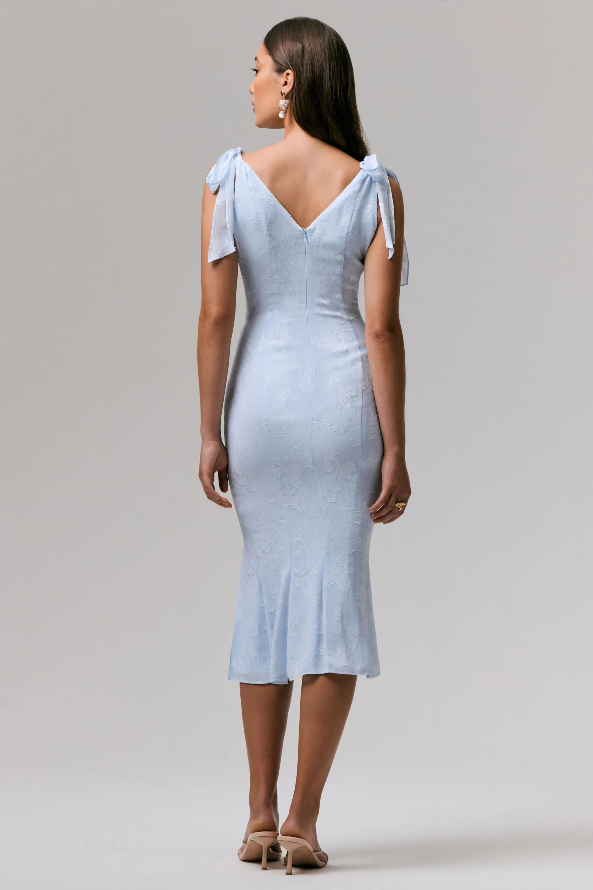 Dedicated | Powder Blue Plunge-Neck Split Midi Dress sold by Club L London product image thumbnail 2
