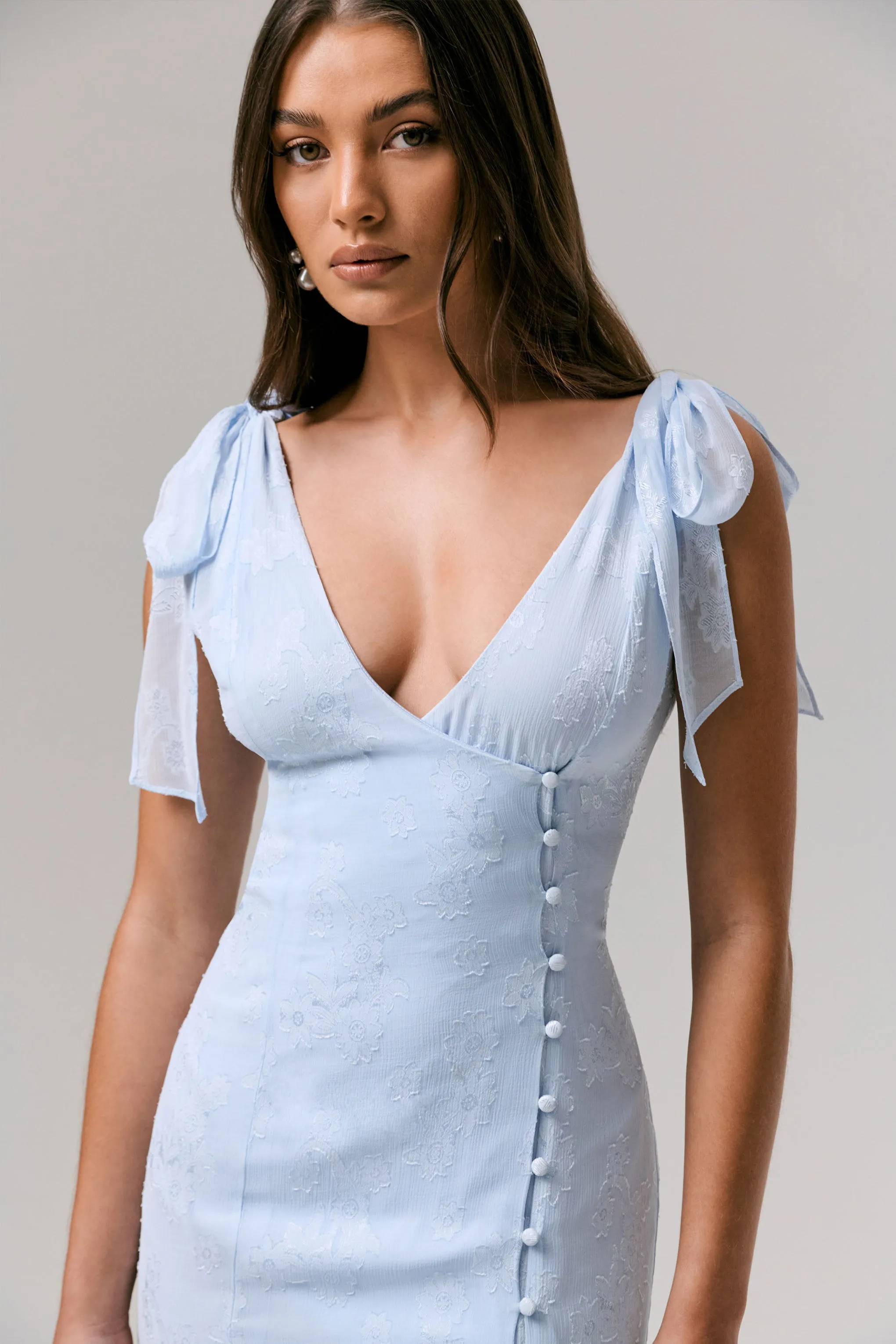 Dedicated | Powder Blue Plunge-Neck Split Midi Dress sold by Club L London product image thumbnail 5