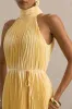 Tulip | Lemon Pleated High-Neck Midi Dress sold by Club L London
