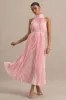 Tulip | Blush Pink Pleated High-Neck Midi Dress sold by Club L London