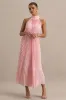 Tulip | Blush Pink Pleated High-Neck Midi Dress sold by Club L London