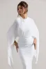 Shea | White High-Neck Cape Sleeve Maxi Dress sold by Club L London