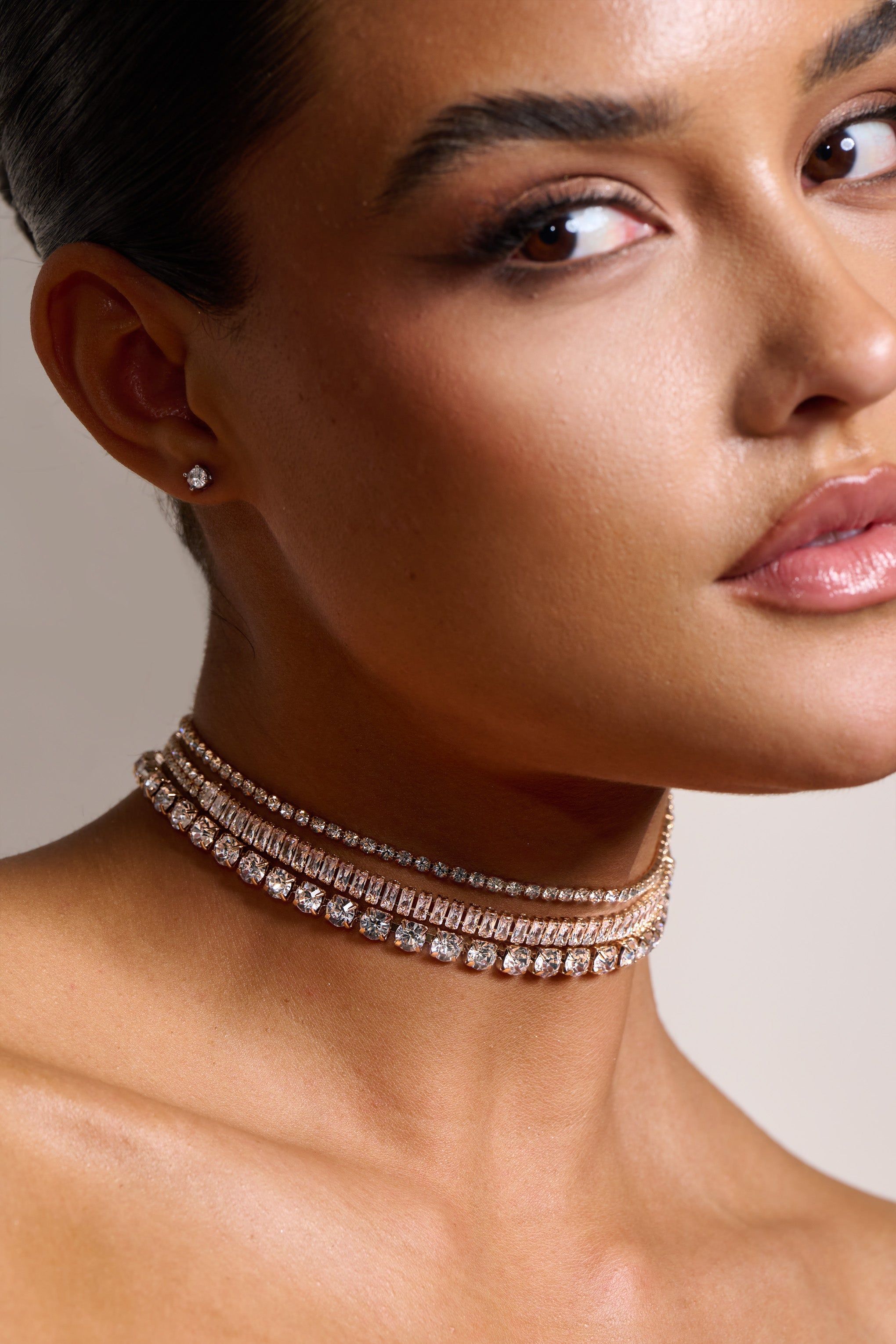 Rosemary | Gold Diamante Layered Choker sold by Club L London product image thumbnail 2