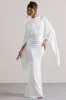 Shea | White High-Neck Cape Sleeve Maxi Dress sold by Club L London