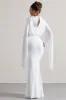 Shea | White High-Neck Cape Sleeve Maxi Dress sold by Club L London