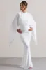Shea | White High-Neck Cape Sleeve Maxi Dress sold by Club L London