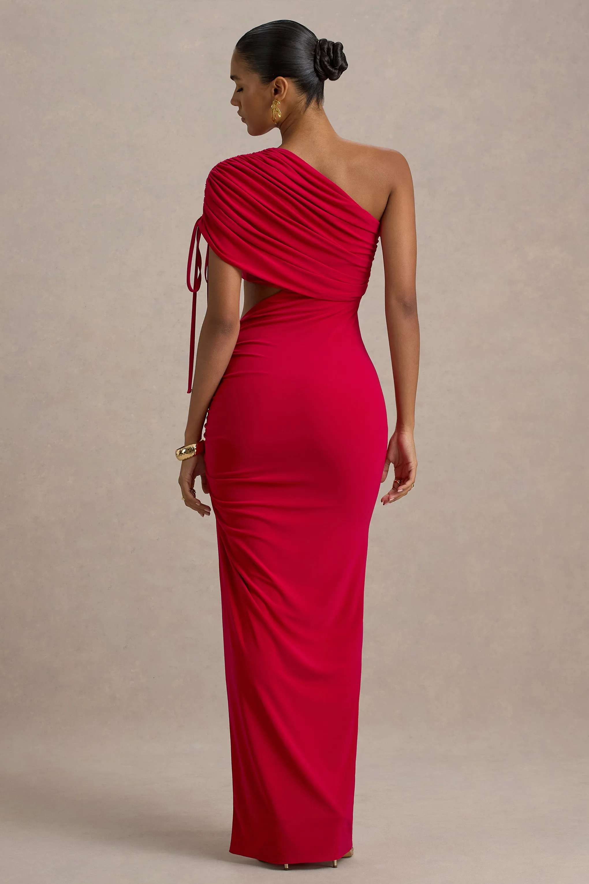 Trance | Red Asymmetric Maxi Dress With Split sold by Club L London product image thumbnail 2