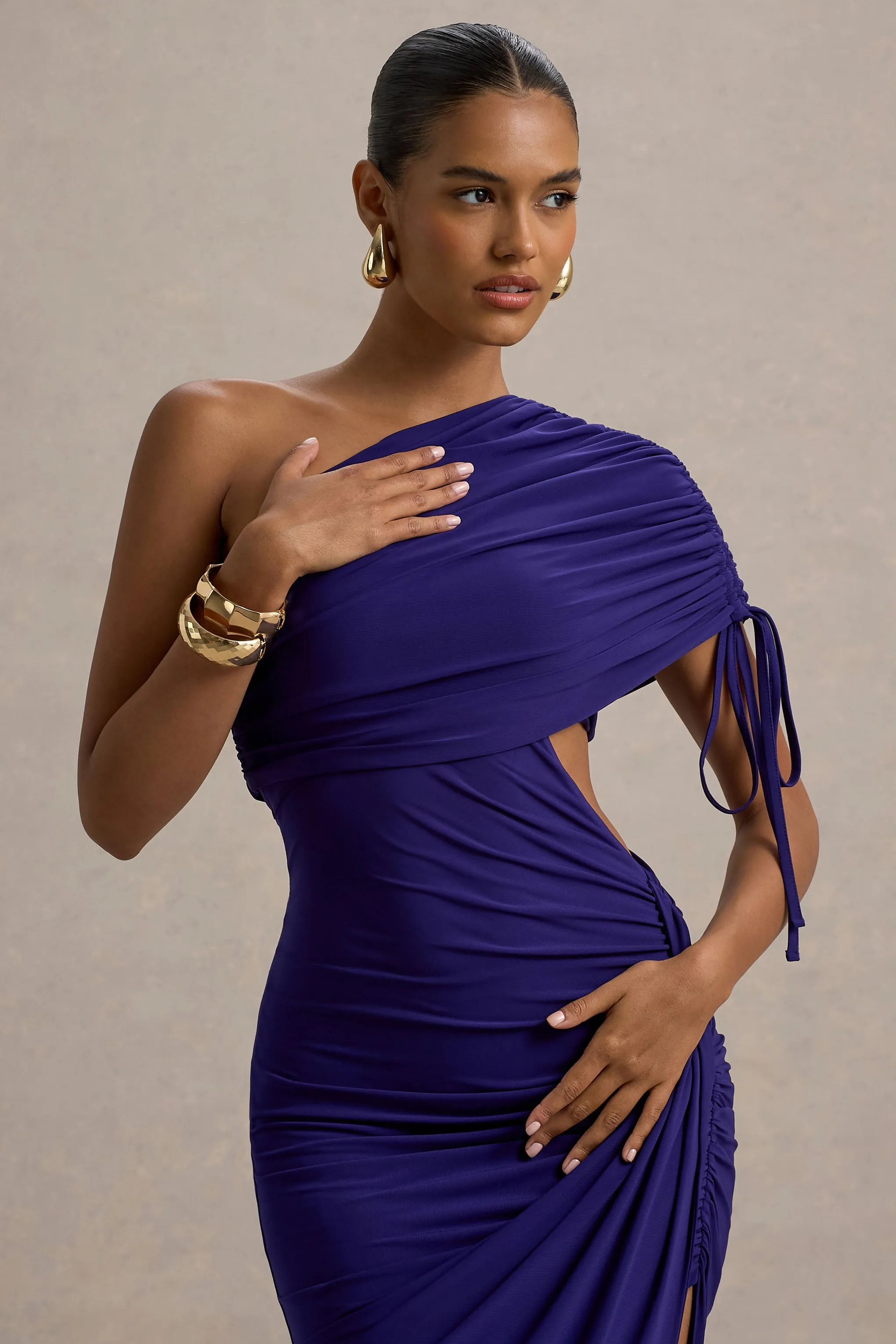 Trance | Blue Asymmetric Maxi Dress with Split sold by Club L London product image thumbnail 3