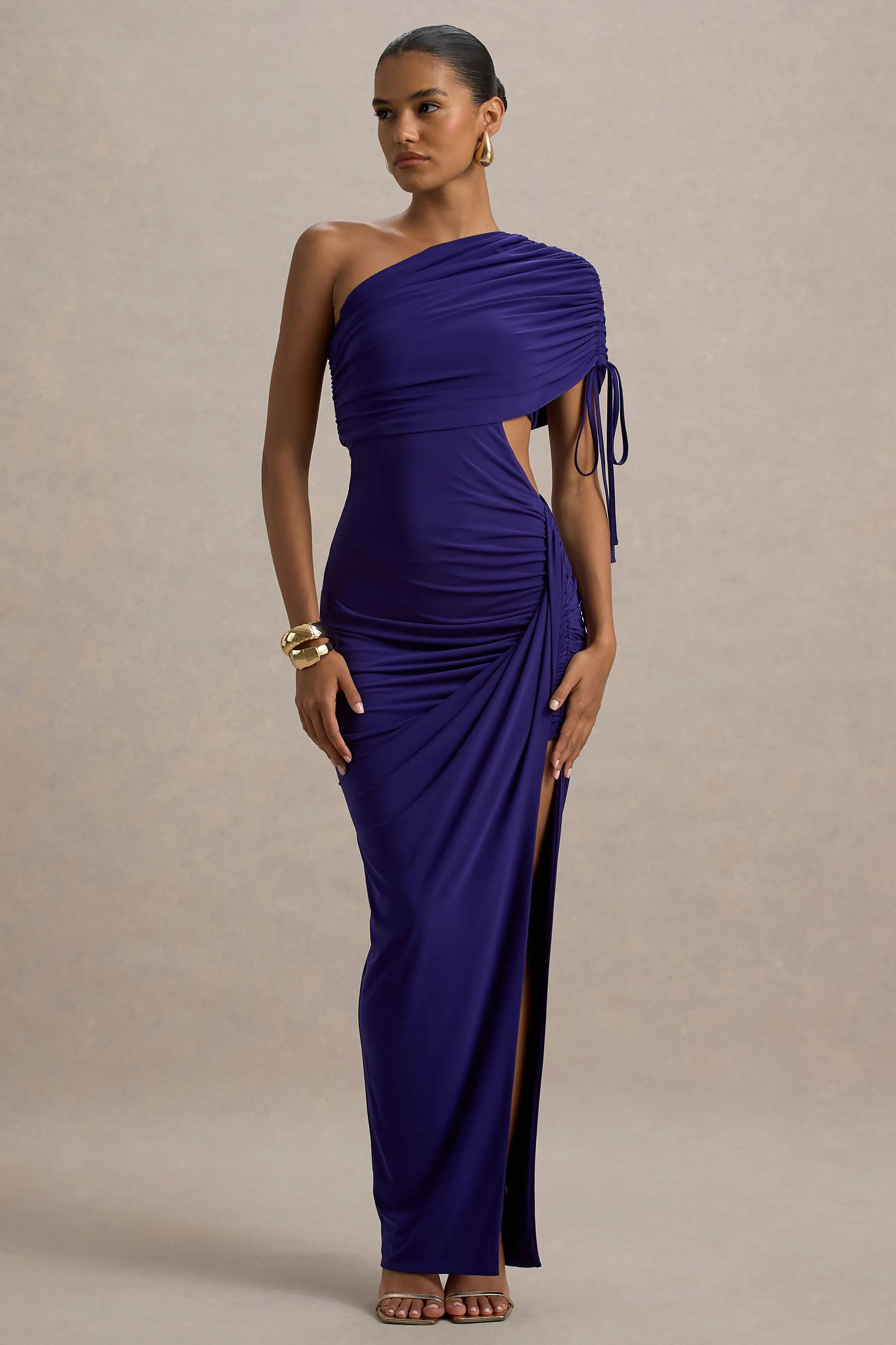 Trance | Blue Asymmetric Maxi Dress with Split sold by Club L London