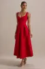 Rosemary | Red Sweetheart-Neck Midi Dress sold by Club L London